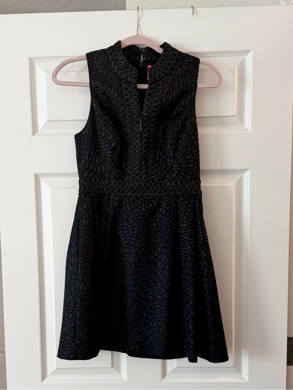 Lilly Pulitzer Black Sleeveless Textured Fit-and-Flare Dress